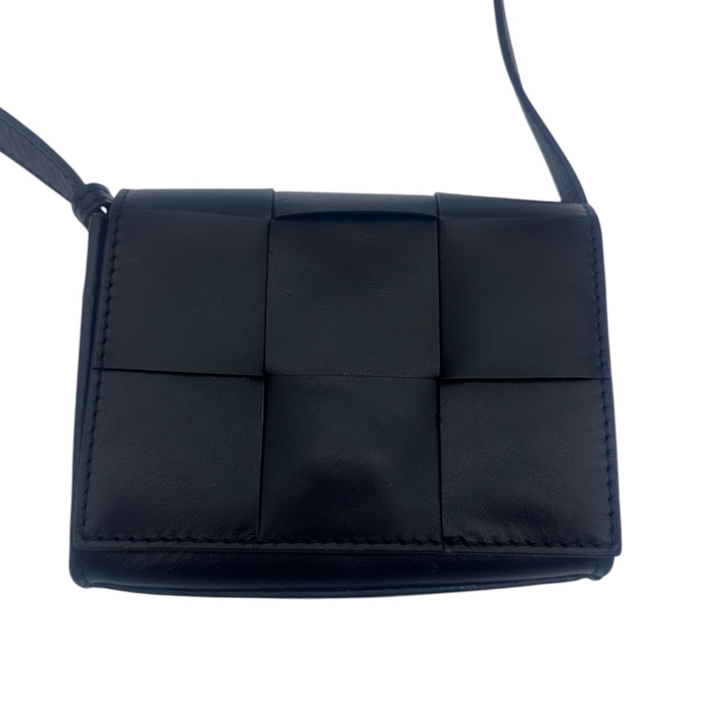 Genuine Leather Women's Weave Black Crossbody Handbag Mini Bag Purse